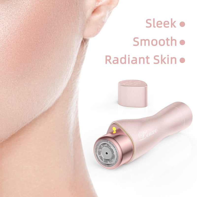 [Australia] - Facial Hair Remover for Women, Leuxe Painless Hair Removal Waterproof Shaver Razor with LED Light for Peach Fuzz Fine Hair Chin Cheek Upper Lip (Rose) Rose 