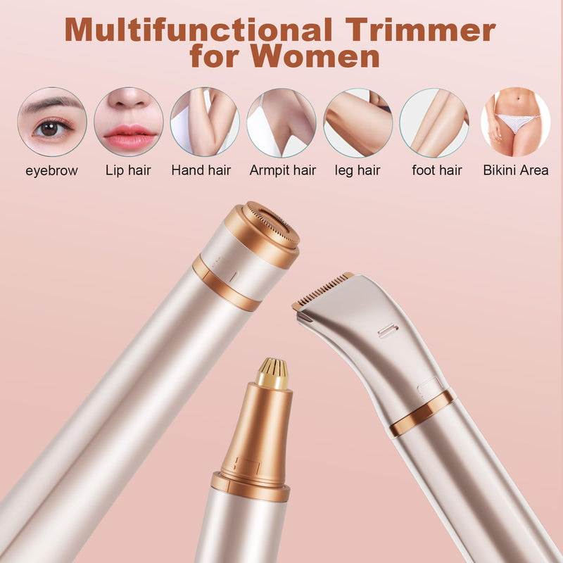 3 in 1 Women Face Shaver, Electric Eyebrow Trimmer Women Facial Hair Remover Waterproof Rechargeable Electric Shaver Razors for Face Nose Eyebrow Beard Mustache Arm Leg Armpit