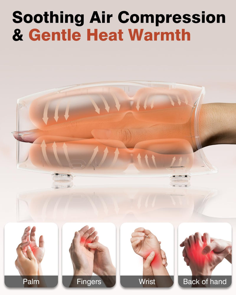 [Australia] - Hand Massager, Cordless Electric Hand Massager for Arthritis and Carpal Tunnel, 6 Levels Therapy Massager with Heat and Compression, Hand and Wrist Massager Machine for Pain Relief White 
