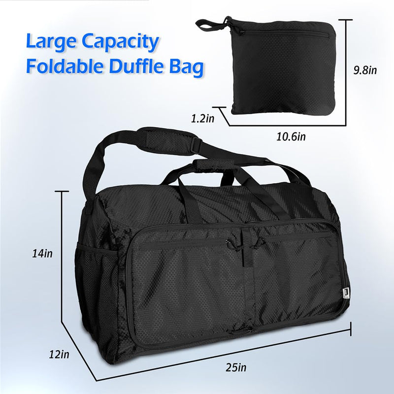 90L Foldable Duffle Bag, Shoe Storage Bag Design, Multiple Pockets, Large Storage Capacity,Duffle Bags For Travel (Black) Black
