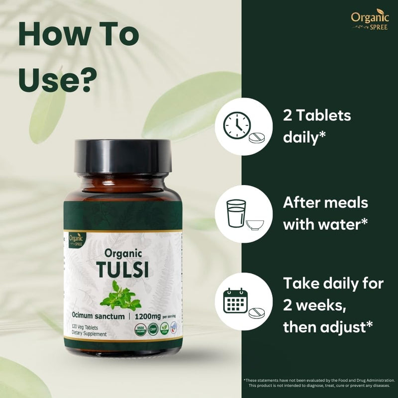 [Australia] - Tulsi 120 Tablets ‚Äì USDA Organic Holy Basil ‚Äì Supports Stress Relief & Adaptogenic Balance | Dietary Supplement120tab 1 