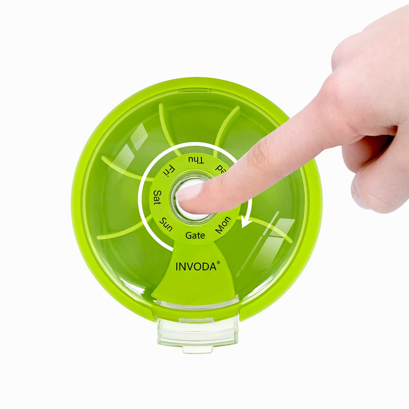 3PCS Pill Box 7 Day Travel Medicine Organizer Portable Pill Container Rotating Weekly Pill Organizer Round Cute Pill Case Fish Oil Vitamins Holder Orange,green,pink