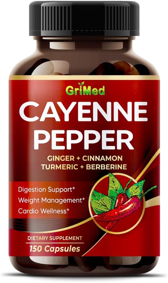 Organic Cayenne Pepper 9IN1 Complex with Cinnamon, Ginger, Turmeric for Overall Health, Immune System, Digestion Wellness (150 Count (Pack of 1)) 150 count (pack of 1)