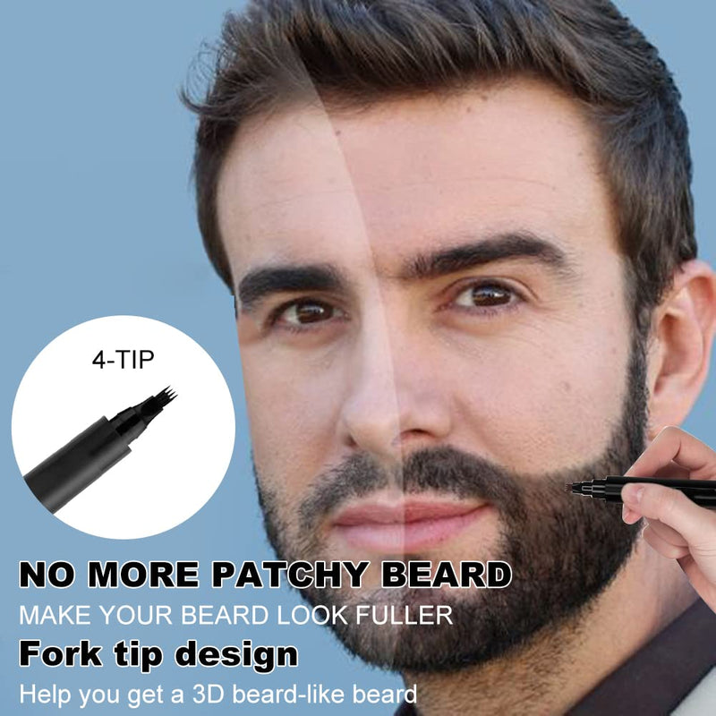 [Australia] - Beard pen, beard filler pencil, beard filler pen, men's beard pencil, waterproof beard pen, men's beard filler and beard pen, for mustache and eyebrows, with 1 beard brush, black, 1 piece 