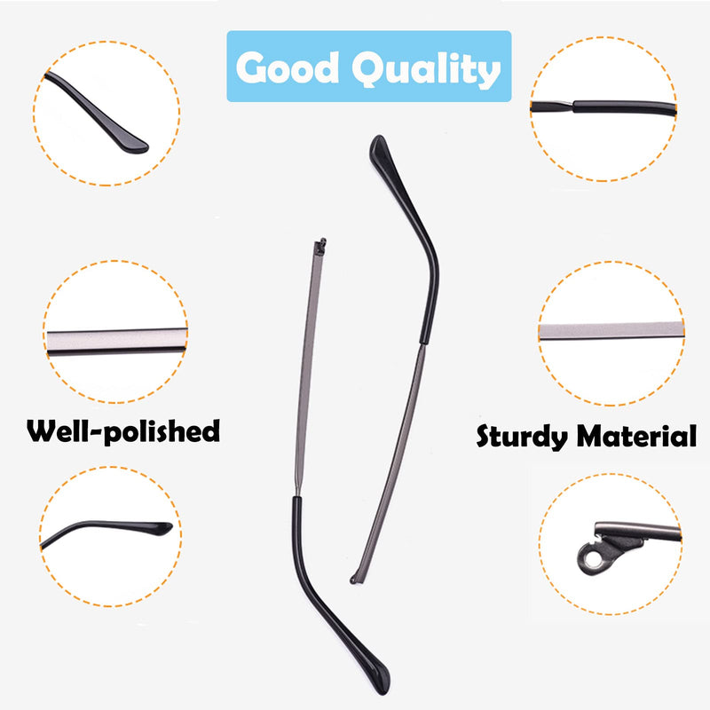 [Australia] - Metal Glasses Replacement Temples, Glasses Replacement Arms 1 Pair of Metal Glasses Replacement Temples Glasses Replacement Arms Glasses Temple Legs Glasses Temple Replacement for Glasses Sunglasses Repair, Black Black 