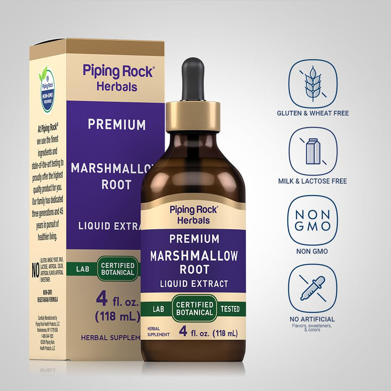 [Australia] - Piping Rock Marshmallow Root Extract Liquid | 4 Fl Oz | Tincture Drops | Alcohol Free, Vegetarian | Non-GMO, Gluten Free Supplement 