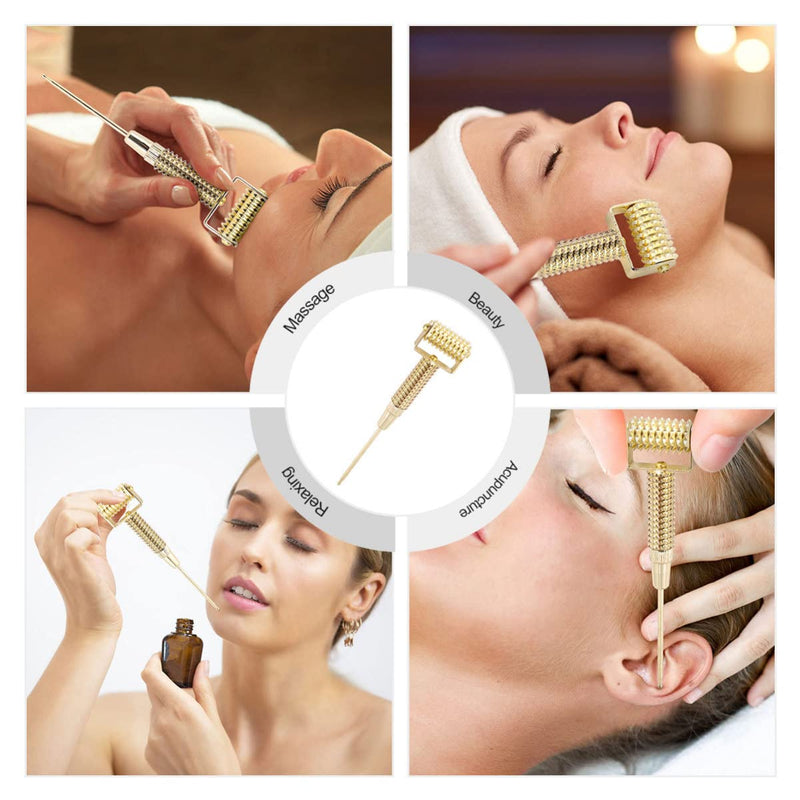 [Australia] - Roller Stick Copper Needle Ear Detecting Massager Spring Acupoint Flexible Acupuncture Golden Massage Er Pen Probe 