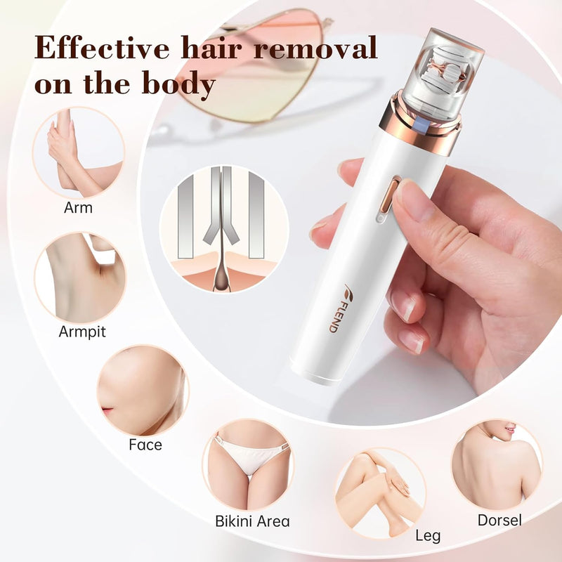 [Australia] - Epilator,2 in 1Epilator for Women Rechargeable,Womens Electric Shaver with LED Light,Hair Removal,Hair Removal for Women Legs/Face/Bikini/Arms,Smooth Epilator Trimmer Travel Kit Set,Simple to use White 