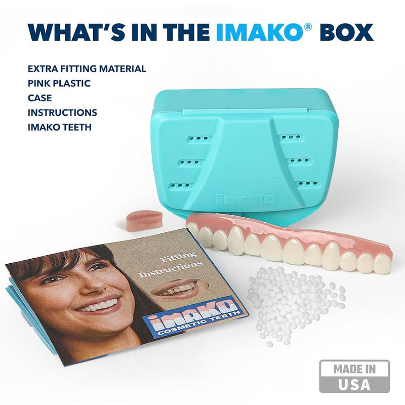 [Australia] - Imako Premium Cosmetic Teeth - 1 Pack - Large, Bleached White - Upper Veneers - Custom Fit at Home, DIY Smile Makeover, Made in USA 