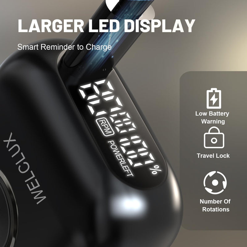 [Australia] - Electric Foil Shavers for Men: Advanced Mini Electric Razor with 4 Floating Blades & Large LED Display - 2 Adjustable Speeds - IPX7 Waterproof - USB Type C Cool Black 