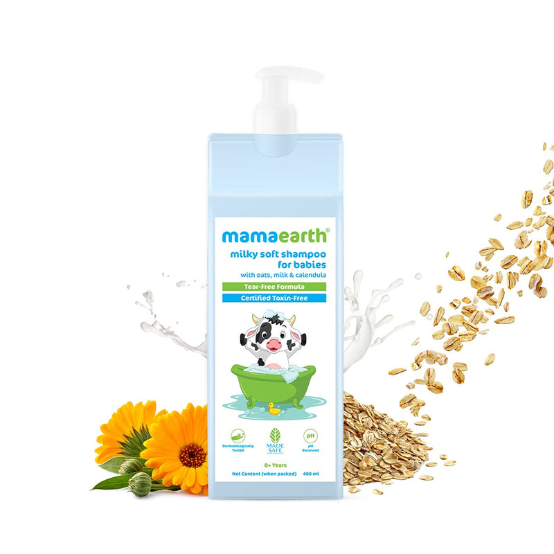 [Australia] - MAMAEARTH Baby Milky Soft Shampoo | Gentle Cleansing with Oats Milk & Calendula | Nourishing for Healthy Hair & Scalp | Tear-Free & Paraben-Free | 13.53 Fl Oz (400ml) 