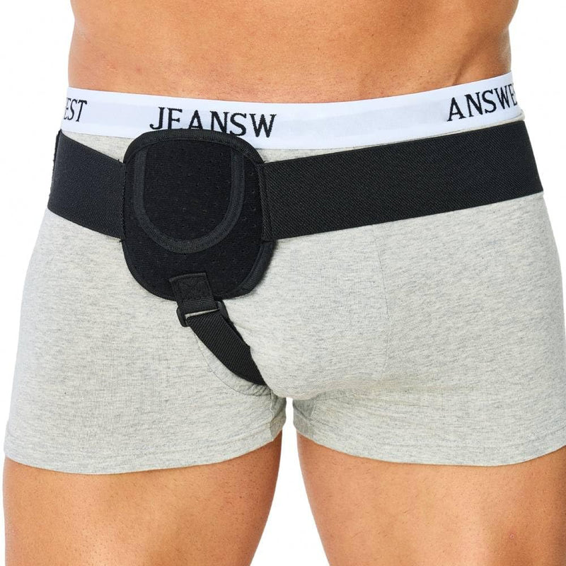 Hernia Belts for Men Inguinal, Hernia Support for Women and Men, Hernia Truss for Left or Right Side, Groin Belt, Adjustable Waist Strap with Removable Compression Pads Medium Black