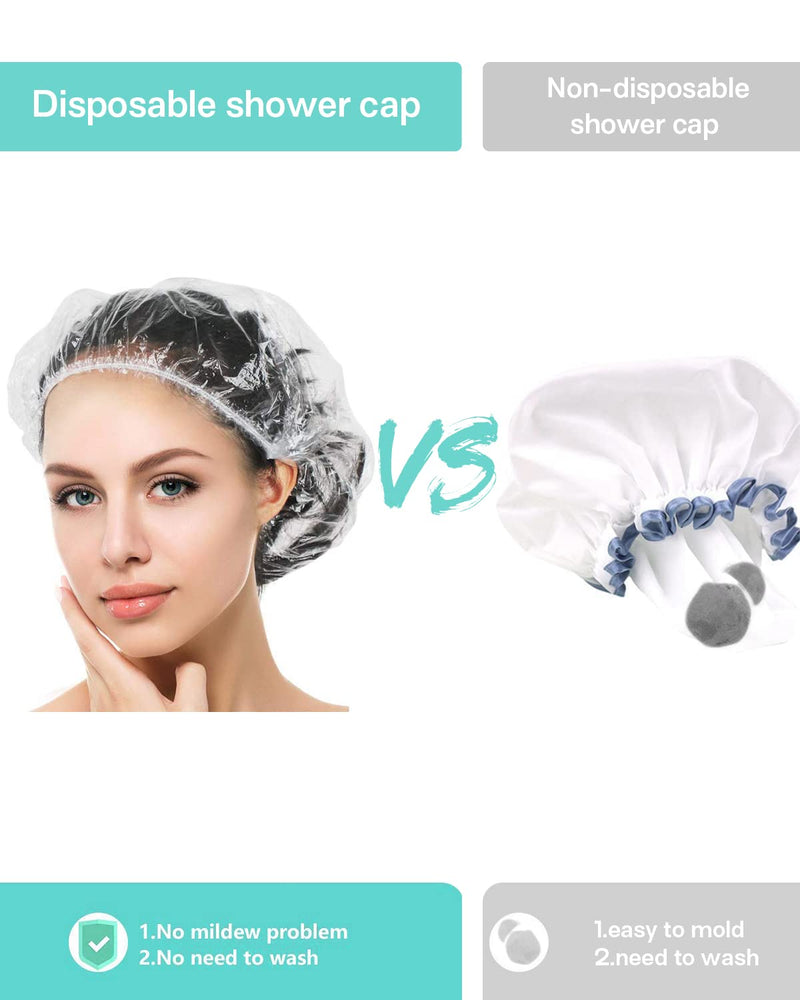 [Australia] - Auban 100PCS Disposable Shower Caps, Plastic Clear Hair Cap Large Thick Waterproof Bath Caps for Women, Hotel Travel Essentials Accessories Deep Conditioning Hair Care Cleaning Supplies(20.5") 100 pcs/20.5" (Pack of 1) 