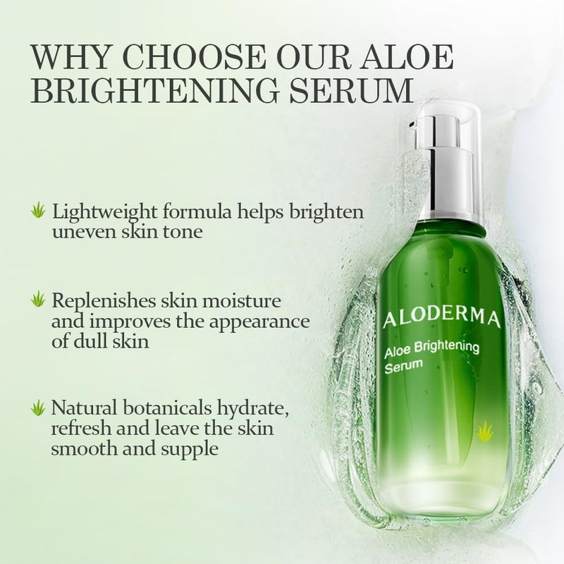 Aloderma Aloe Brightening Serum for Face, Vitamin C & Niacinamide 1.7 oz | Made with 65% Organic Aloe Vera. Cruelty-free daily face serum targets dullness on sensitive, oily or dry skin complexions