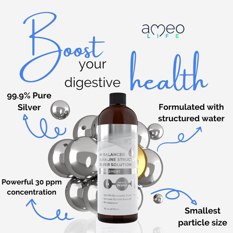 [Australia] - Colloidal Silver Liquid - Structured Silver Water with 30ppm Colloidal Silver pH Balanced for Daily Immune and Gut Support 16 oz 16 Fl Oz (Pack of 1) 