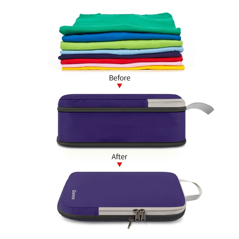 Gonex Travel Toiletry Bag Nylon, Shaving Bag Toiletry Organizer Compression Packing Cubes, 4pcs Expandable Storage Travel Luggage Bags Organizers