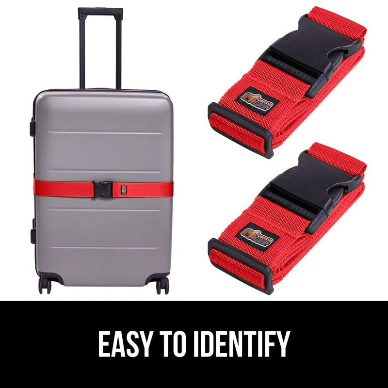 GORILLA GRIP Luggage Straps and Tactical Flashlights, Luggage Straps Tightening Belts 4 Pack, Tactical Flashlight Adjustable Mode 2 Pack, Both in Red, 2 Item Bundle