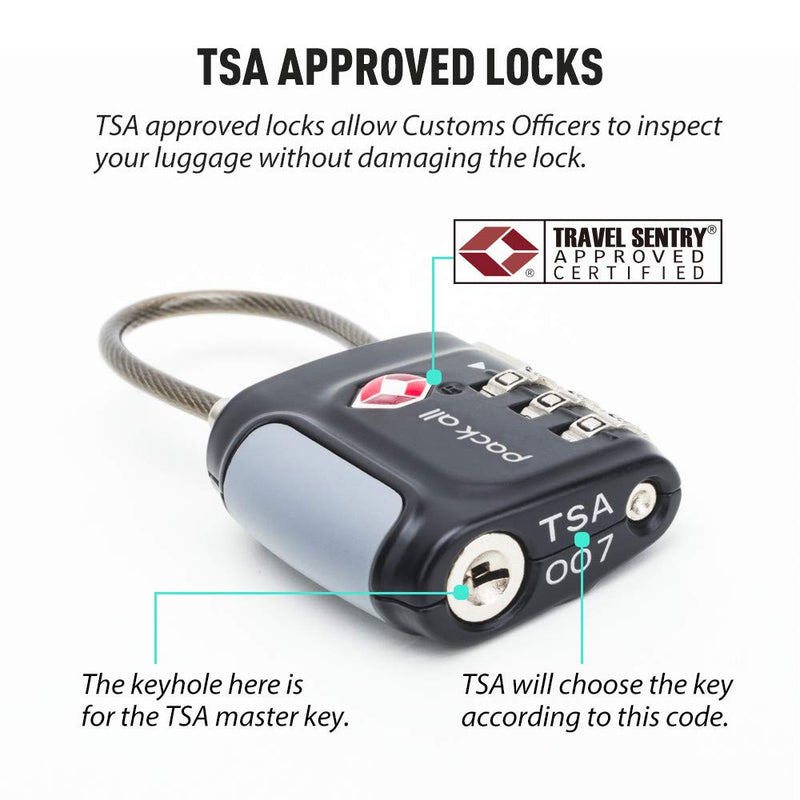 pack all Travel Accessories Bundle | Cable Luggage Locks(4 Pack) & TSA Luggage Lock(4 Pack)