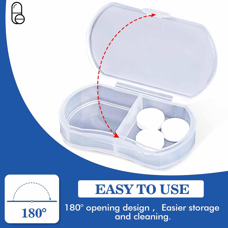 2PCS Pill Case Organizer, Daily AM & PM Containers, Medicine Holder, Ideal for Medication, Vitamin, Supplement, Perfect for Travel, Ideal for Purse (White) White 2pcs