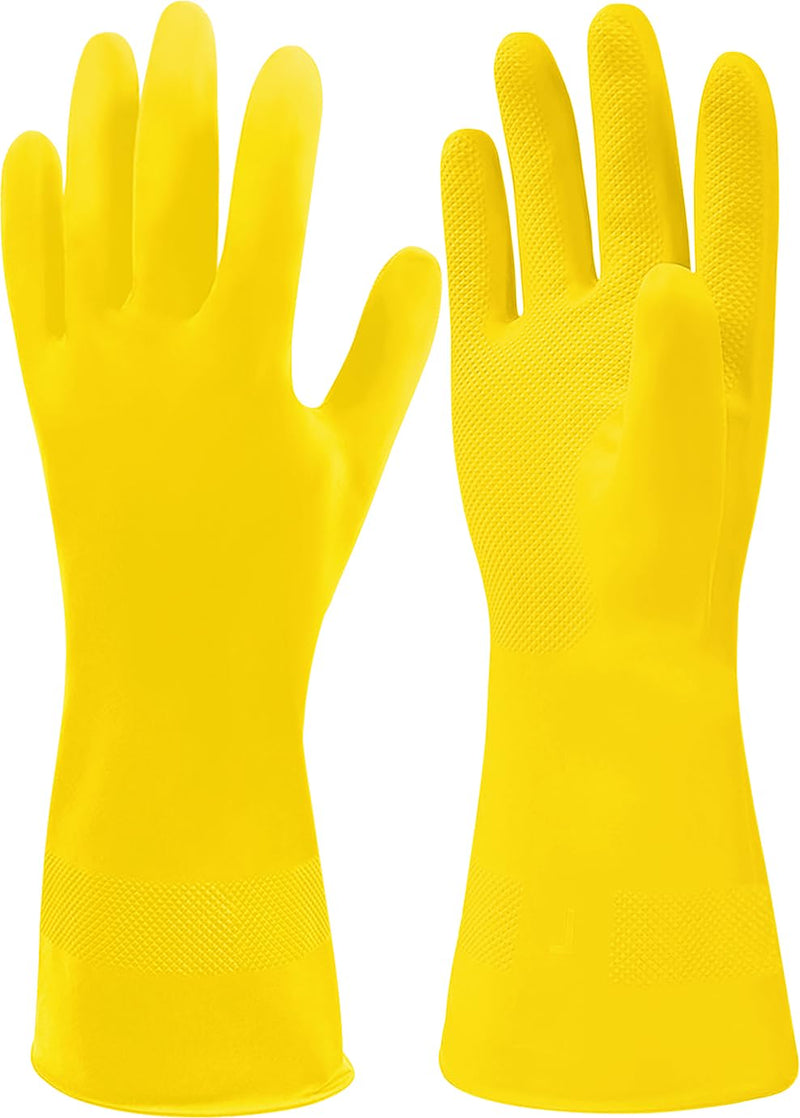 [Australia] - SteadMax 3/6 Pairs Cleaning Gloves, Reusable Natural Rubber Dish Gloves, Latex Non-Slip Gloves for Kitchen and Household… Large 3 Pack 