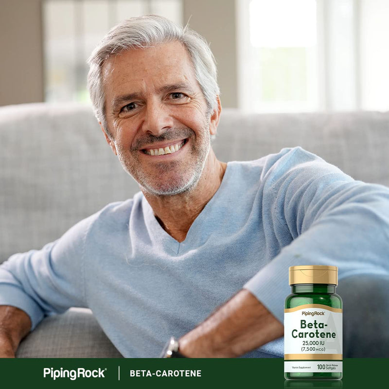 [Australia] - Piping Rock Beta Carotene 25000 IU Softgels | 7500 mcg | 100 Count | Vitamin A Supplement | Non-GMO, Gluten Free 