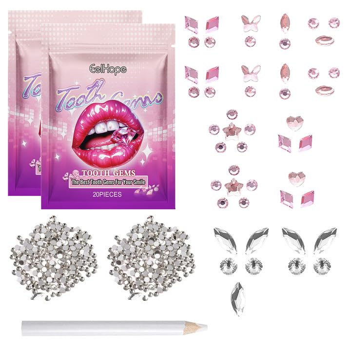 [Australia] - Tooth jewellery, tartar jewellery, tooth jewelery set, tooth stones, tooth crystal, tartar tooth decorations, shining smile DIY tooth gem kit, with rhinestones and horse eye drill 