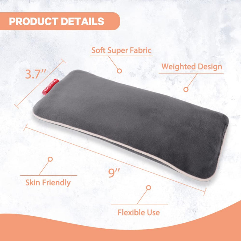 [Australia] - Comfheat Microwave Heated Eye Pillow Heat Compress, 23*9.5cm Moisturized Heat Mask with Washable Soft Cover for Relaxation, Sleep and Migraine Relief Eye Pillow Gray 