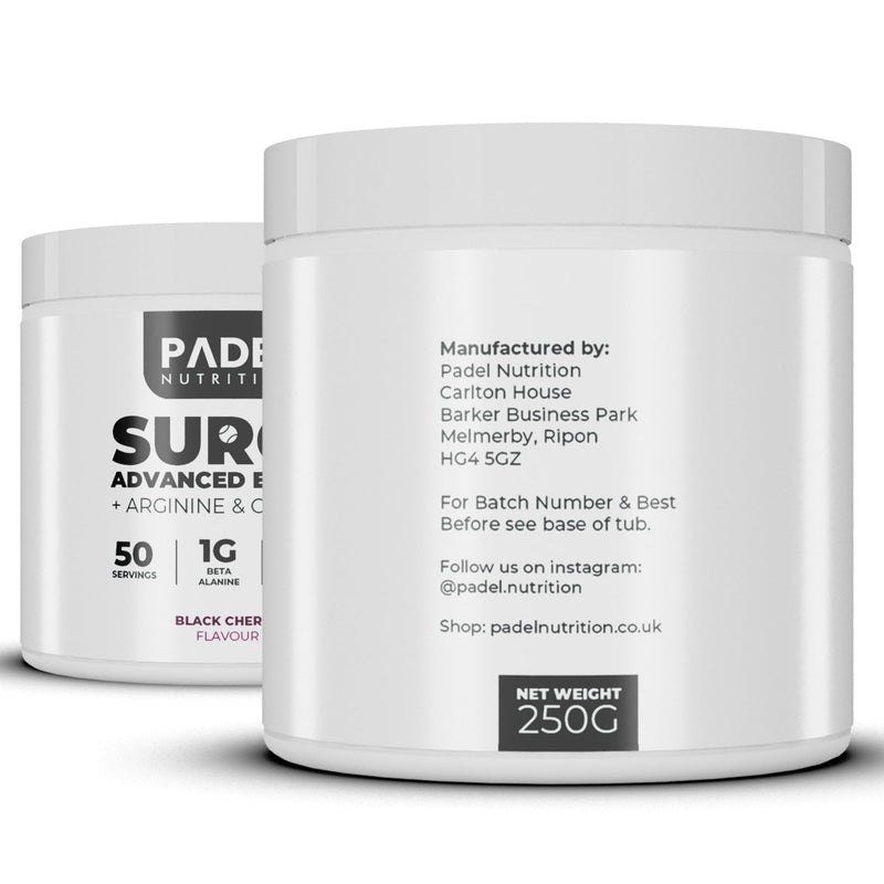 Energy Supplement for Padel Tennis - 50 Servings | Pre-Match Fuel for Tennis Players with Creatine, Caffeine & Arginine | Explosive Energy, Muscle Endurance & Mental Focus by Padel Nutrition Black Cherry