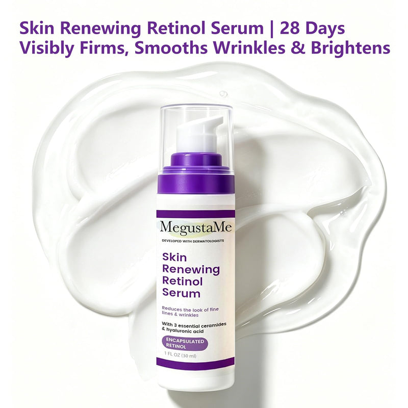 Hyaluronic acid essence contains vitamin B5 and ceramide to moisturize and repair skin barrier, improve the appearance of dry and fine lines (Skin Renewing Retinol Serum)