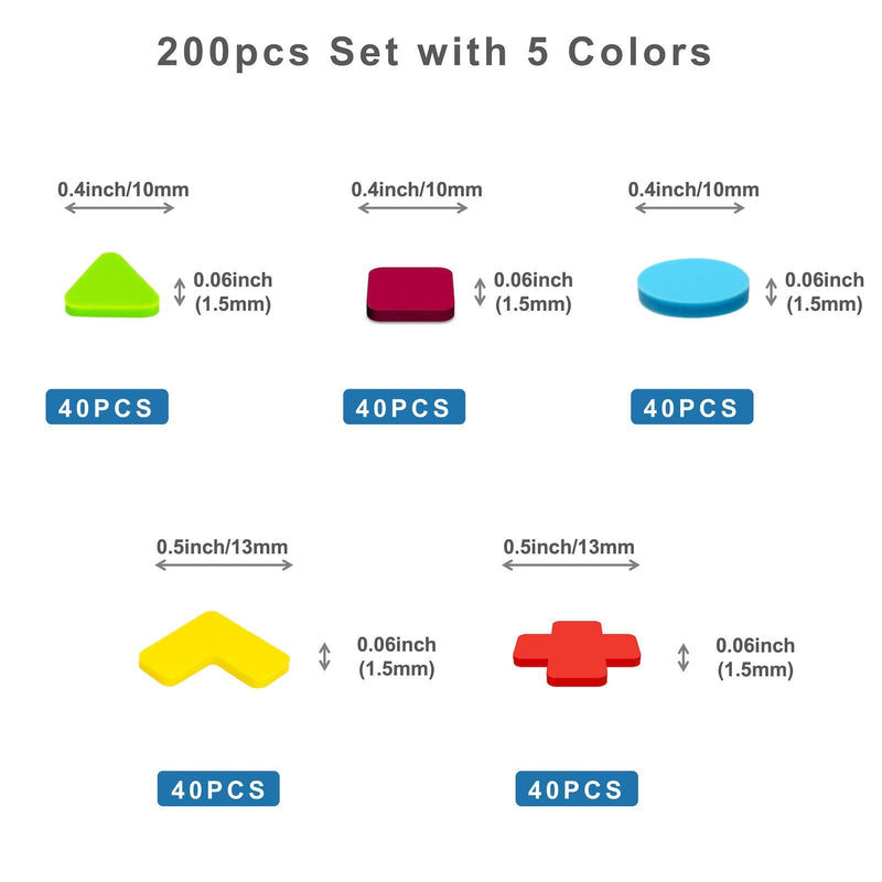 Bump Dots for Visually Impaired 200 Pcs Combo Pack(Yellow&Red&Blue&Purple&Green) - Low Vision Aids Braille Stickers Raised Tactile Dots for Elderly, Blind