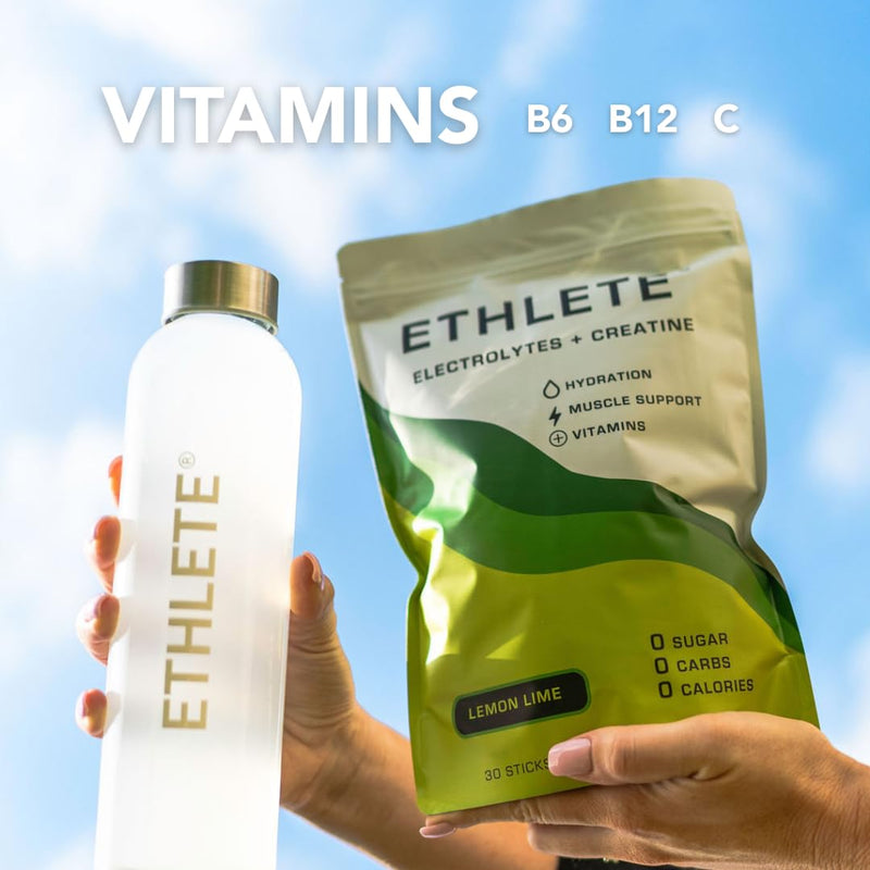 Electrolytes + Vitamins + Creatine, Powder (3-Flavors), 5g Creatine Monohydrate, with Electrolytes, Magnesium, Potassium, Vitamins B6, B12 & C (Peach Mango, Lemon Lime, Raspberry Lemon) Peach Mango