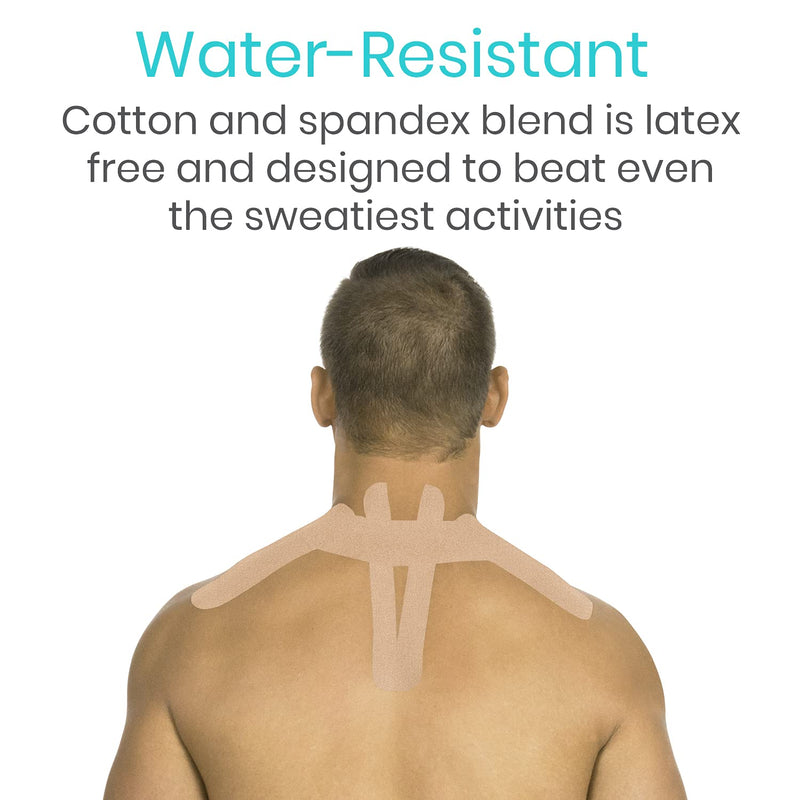 [Australia] - Vive Kinesiology Tape (105 Feet) - Therapeutic Athletic Support Tape - Uncut Kensio Roll - Muscle and Joint Recovery for Shoulder, Back, Knee, Elbow and Ankle Pain Relief - Waterproof for Sports Beige 2" x 105' 