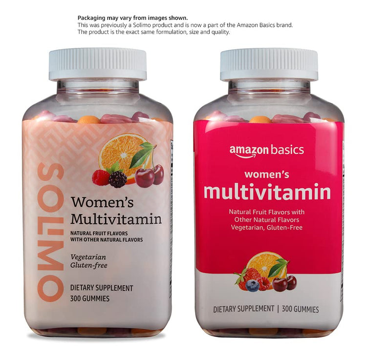 Amazon Basics Women's Multivitamin, Mixed Berry Flavor, Vegetarian & Gluten-Free, 300 Gummies (150 Servings) (Previously Solimo)