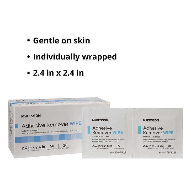 [Australia] - McKesson Adhesive Remover Wipes, Sterile, Individual Packet, 50 Wipes 1 Count (Pack of 50) 