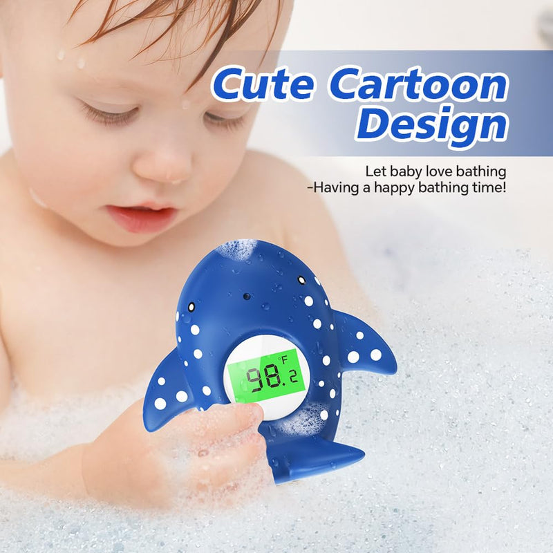 [Australia] - Baby Bath Thermometer, Infant Digital Water Thermometer Safety with 3 Color Backlit and Temperature Warning, Room Thermometers Floating Toy for Infant, Toddler, Bathtub, Swimming Pool (Navy Blue) Navy Blue 