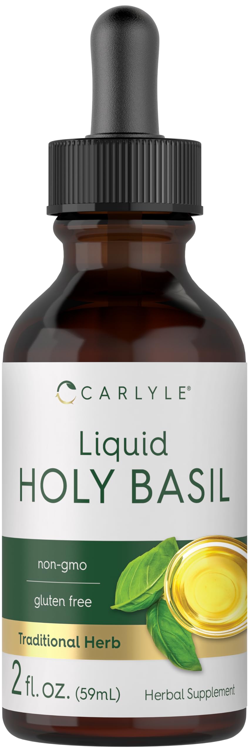 Carlyle Holy Basil Extract Liquid | 2 Fl Oz | Tulsi Herb Tincture | Vegetarian | Non-GMO, Gluten Free Supplement