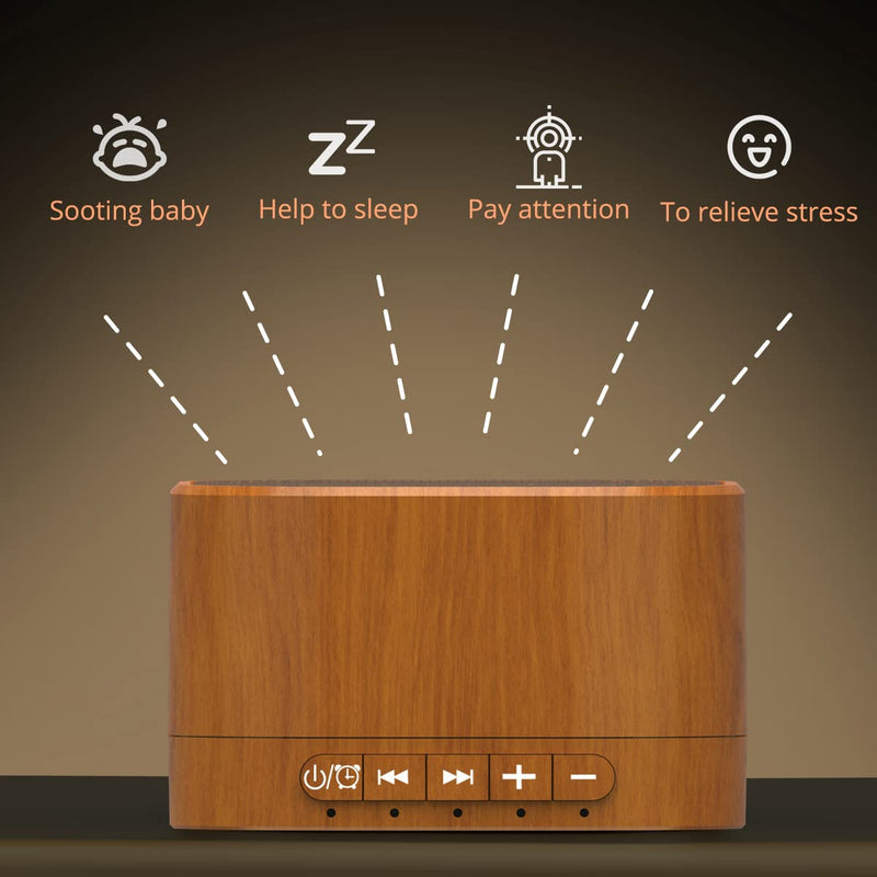 [Australia] - Magicteam Sound Machines White Noise Machine with 20 Non Looping Natural Soothing Sounds and Memory Function 32 Levels of Volume Powered by AC or USB and Sleep Sound Timer Therapy for Baby Kids Adults Wood 