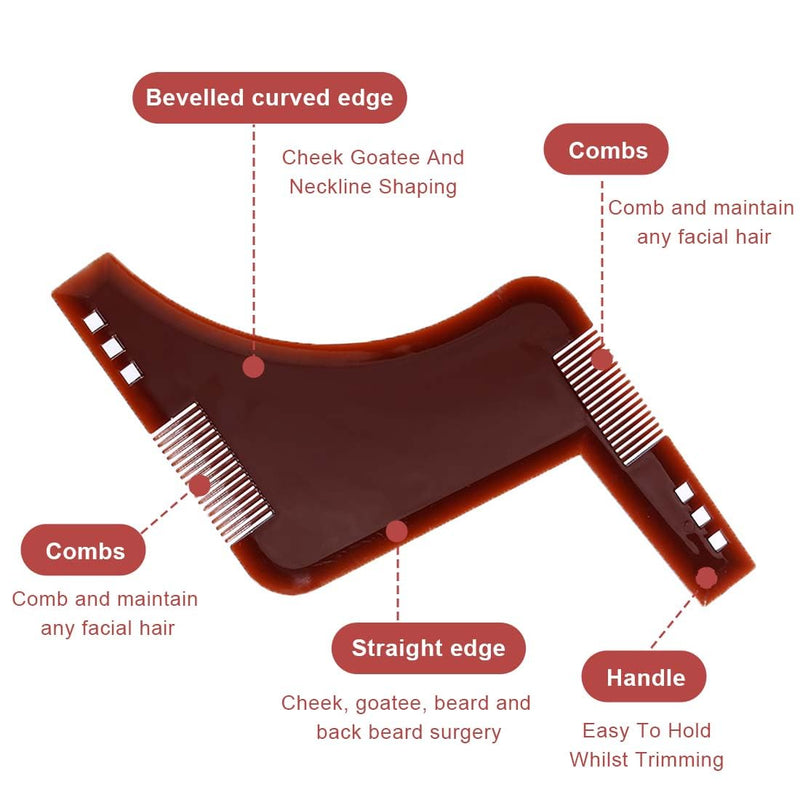 [Australia] - CPJJ Beard template and double-ended beard comb - precise styling for men's beard care, beard shapes for goatee sideburns neck, beard template for easy cutting, beard comb styling tool 