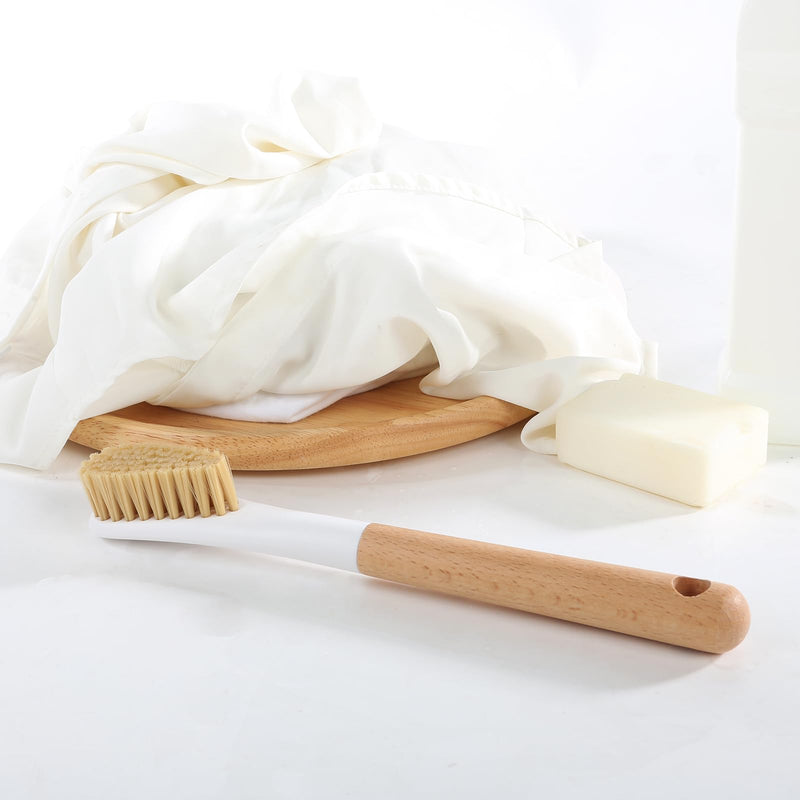 [Australia] - Wood Laundry Brush, OSCIOSS Laundry Stain Brush wth Long Handle and Soft Bristle for Cleaning Clothes & Shoes, Protable Laundry Brush for Stains on Clothes, Natural 