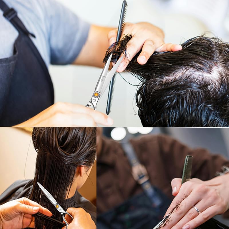 Professional Hair Cutting Scissors 6 Inch, VG10 Stainless Steel Barber Shears, Extremely Sharp Hairdressing Scissors for Salon & Home Use, Ambidextrous Left Right Hand Hair cutting shears