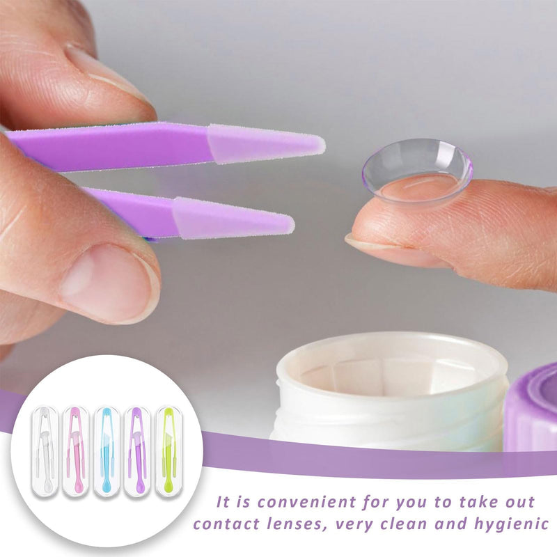 [Australia] - Pack of 5 contact lens tweezers, contact lens tweezers, plastic contact lens remover, contact lens removal, contact lens insertion aid, contact lens aid, for travel, household 
