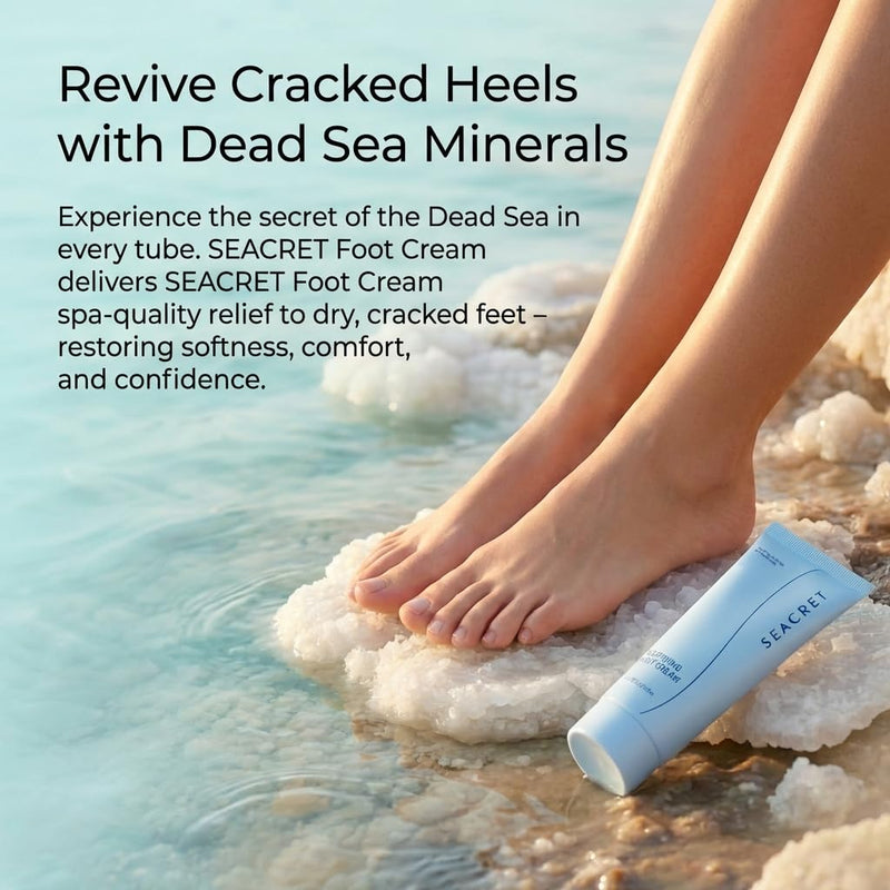 SEACRET Dead Sea Foot Cream - Deep Moisture Heel Repair with Tea Tree Oil, Shea & Cocoa Butter, Rapid Absorption Formula for Dry, Cracked Skin, Hypoallergenic, Paraben-Free & Vegan, 3.4 Fl Oz / 100 ml 3.4 Fl Oz (Pack of 1)