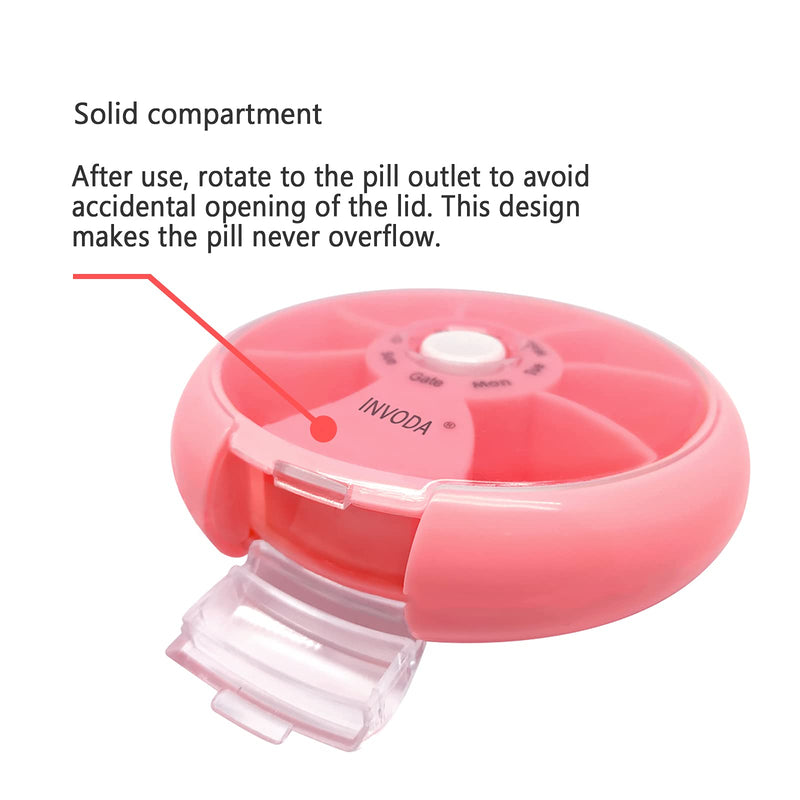 3PCS Pill Box 7 Day Travel Medicine Organizer Portable Pill Container Rotating Weekly Pill Organizer Round Cute Pill Case Fish Oil Vitamins Holder Orange,green,pink