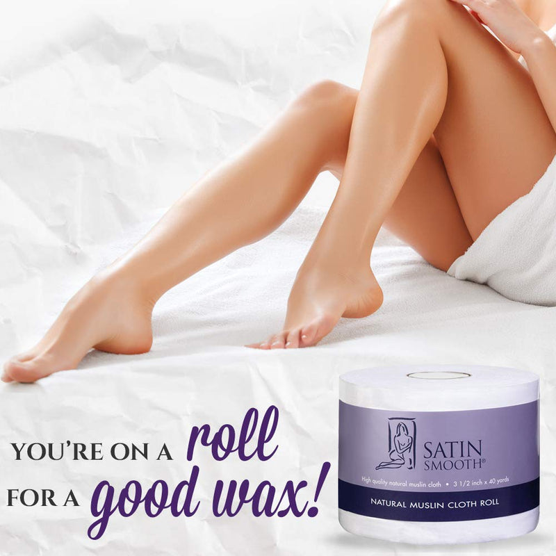 [Australia] - Satin Smooth Natural Muslin Waxing Cloth Roll for Hair Removal, 3.5 in x 40 yards 1 Count (Pack of 1) 