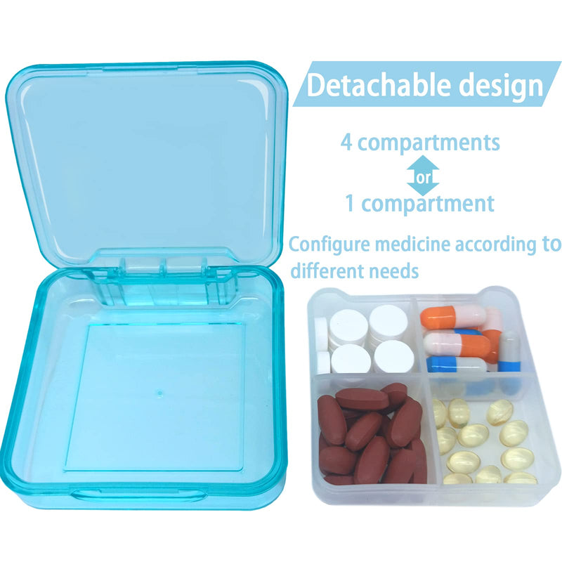 3PCS Portable Pill Case for Pocket Travel Pill Organizer Small Pill Box | 4 Compartments Removable Medicine Organizer for Vitamin Fish Oil 3pcs
