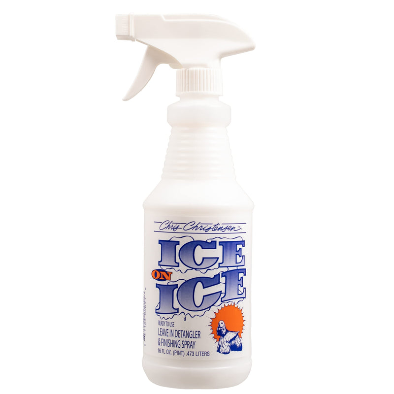 Chris Christensen Detangler & Finishing Spray Bundle: Ice on Ice Detangler - Adds Elasticity & Strength, Mark V Triangle Slicker Brush with Stainless Steel Pins - PawsPlanet Australia