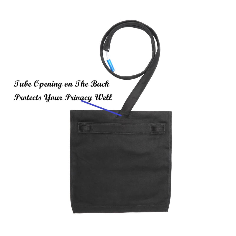 [Australia] - Urine Drainage Bag Holder Bag Cover with Zipper Pipe Sleeve & Adjustable Shoulder Strap (Black) Black 