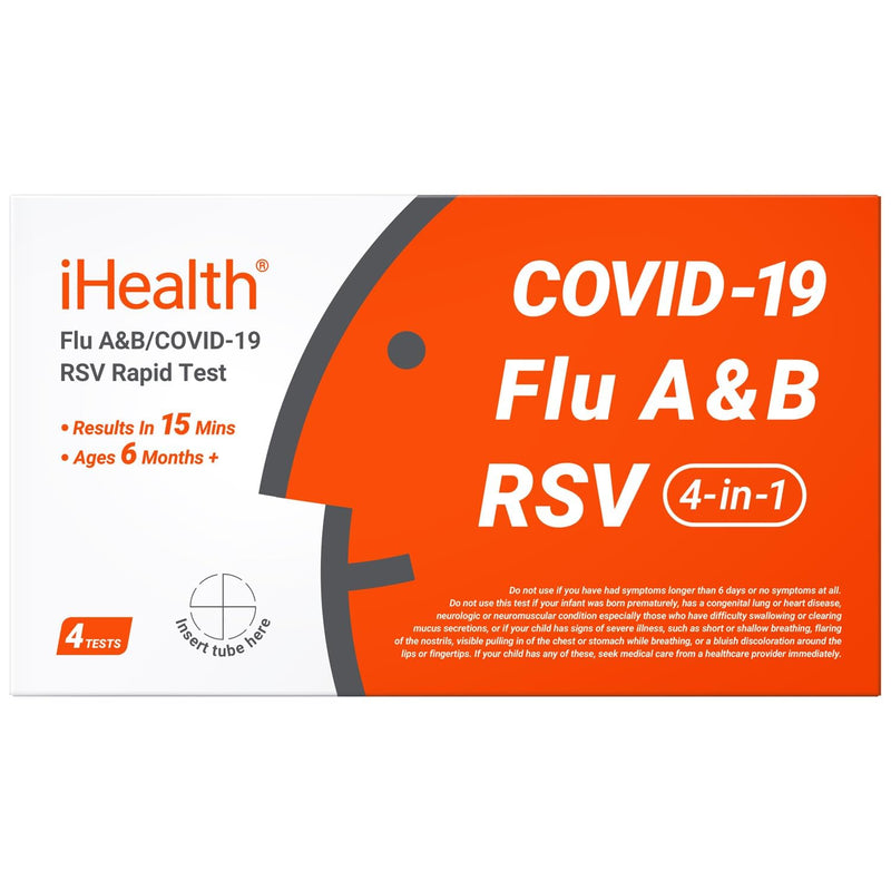 iHealth At-Home Test Bundle, Pregnancy Test 5-Pack Value Kit (10mIU/mL Early Detection) + 4-in-1 Flu A/B, COVID-19 & RSV Kit(4 Tests), FDA Authorized OTC Respiratory Test
