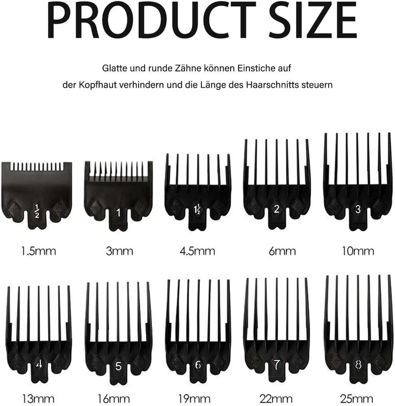 [Australia] - Hair trimmer attachment set, limit comb replacement for hair trimmer, hair clipper attachments, 10 pieces choice attachments hair clipper guide limit comb slide-on combs for clippers 