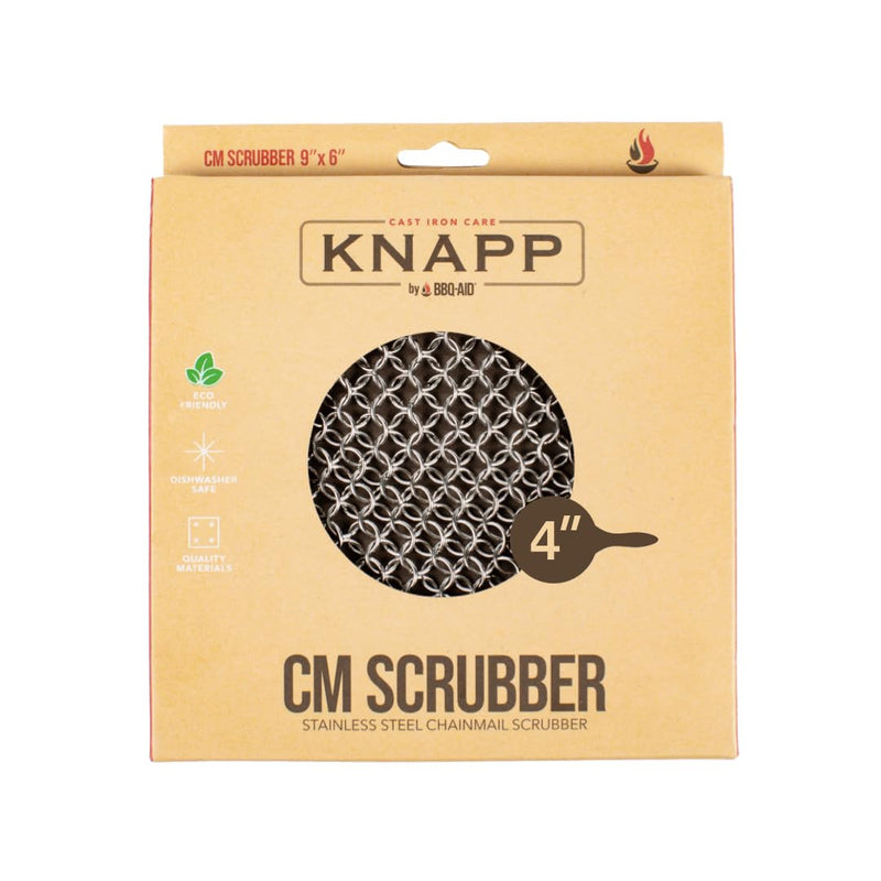 [Australia] - Knapp Made Original 4" Cast Iron Scrubber- Chainmail Scrubber for Cast Iron Pans, Hard Anodized Cookware and Other Pots. Stainless Steel Cast Iron Cleaner. 1 Count (Pack of 1) 